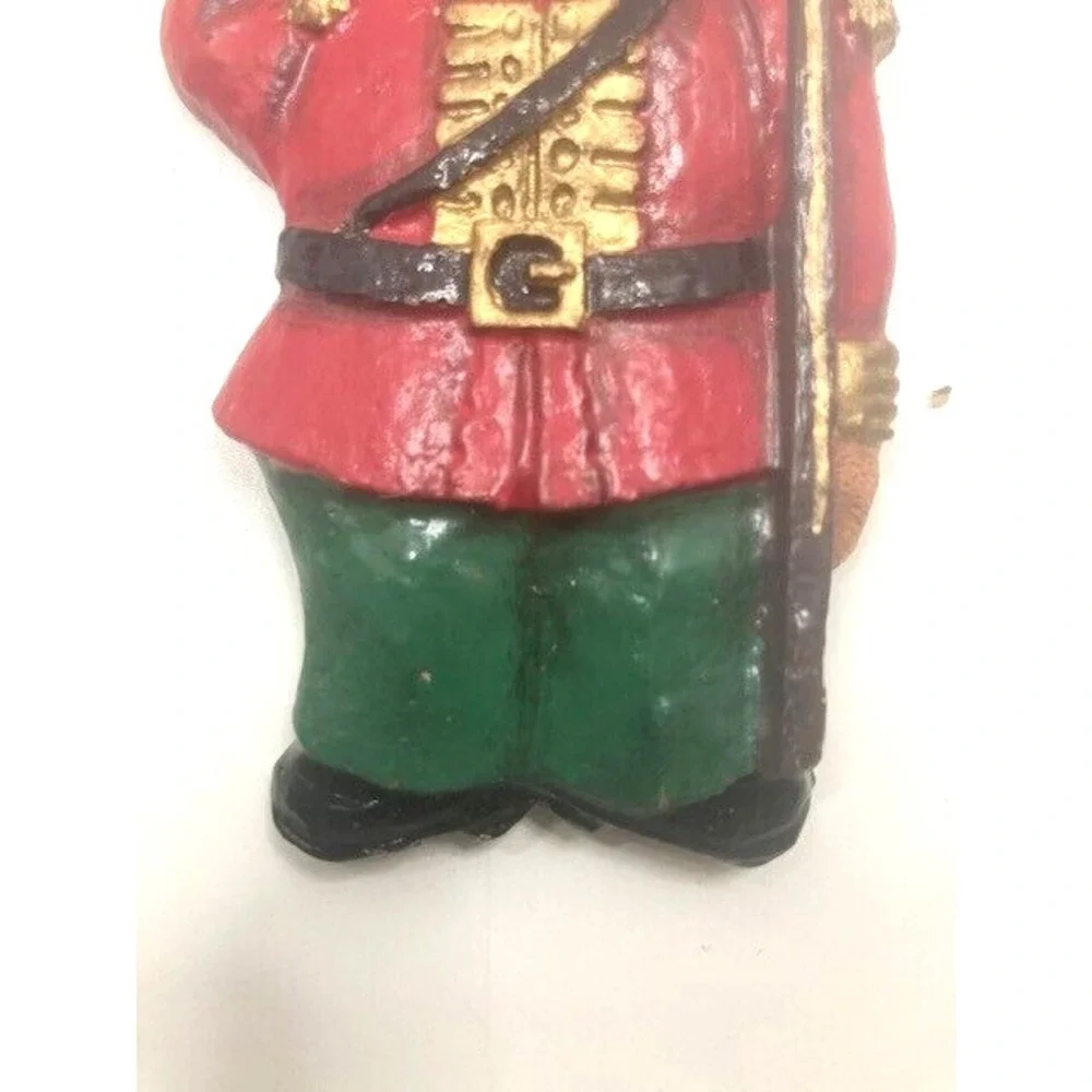 Vtg Queens Guard British Soldier Teddy Bear Ceramic 4.75 inch Christmas Ornament